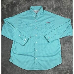 Columbia PFG Shirt Mens XL Sea Blue Long Sleeve Omni Shade Button Vented Fishing